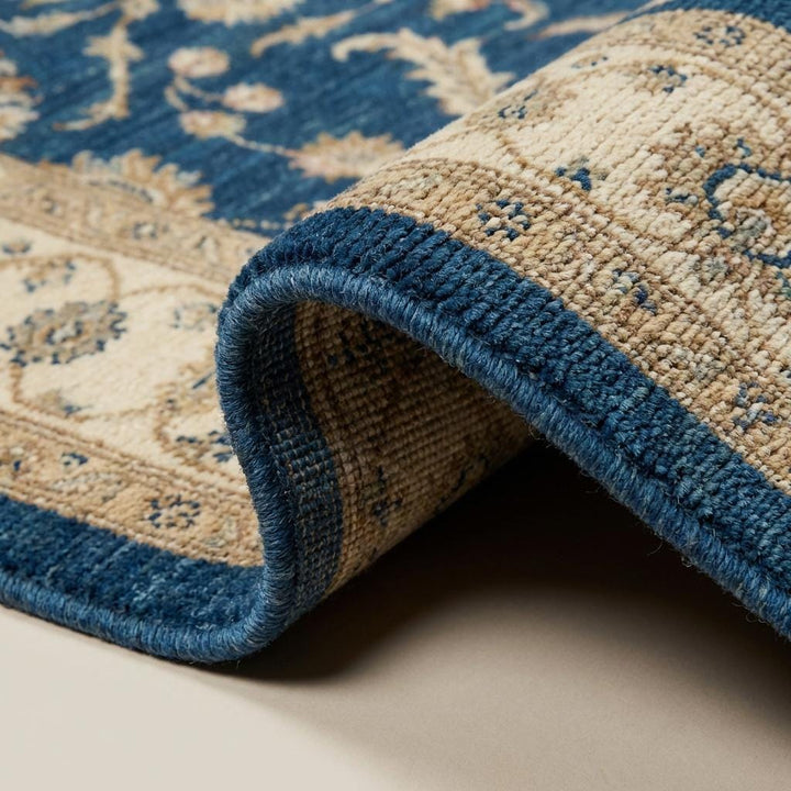 Translation missing: en.Blue Oushak Hand Knotted Wool Area Rug Floral Design