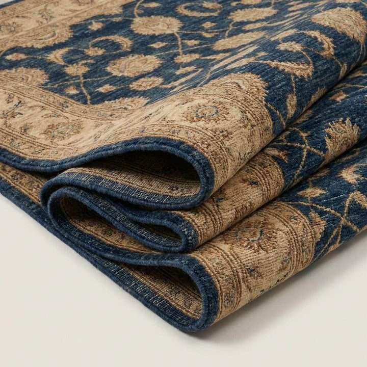 Translation missing: es.Blue Persian Floral Wool Rug, Hand Knotted Traditional Living Room Carpet