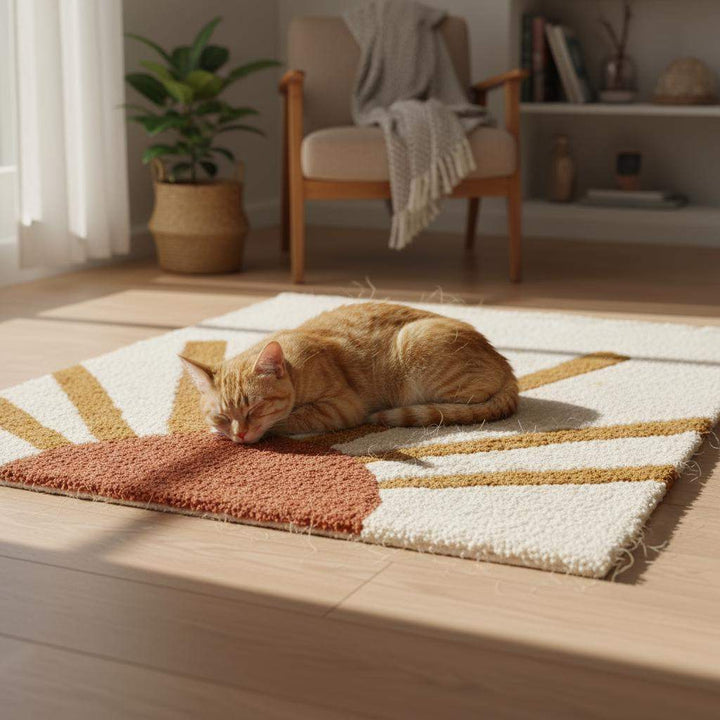 Translation missing: es.Boho Sun Rug: Cream &amp; Terracotta Sunrise Tufted Accent Carpet