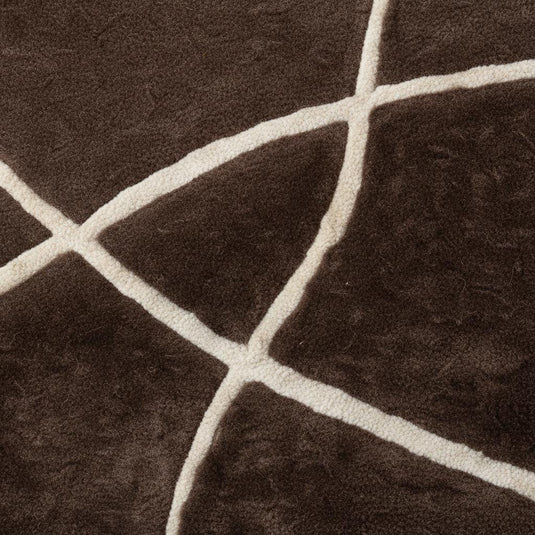 Translation missing: es.Brown Modern Geometric Area Rug – Chocolate &amp; Cream Abstract Line Carpet for Living Room, Bedroom, Neutral Home Decor, Soft Minimalist Rug