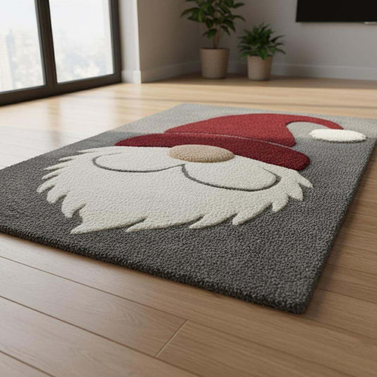 Translation missing: en.Hand-tufted Christmas Gnome Rug with plush texture and festive Santa gnome design, 4x6 feet cozy winter area rug