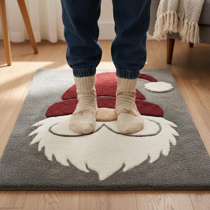 Translation missing: en.Hand-tufted Christmas Gnome Rug with plush texture and festive Santa gnome design, 4x6 feet holiday area rug with non-slip backing for cozy winter decor