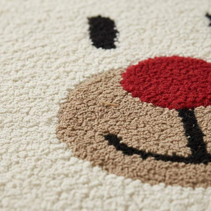 Translation missing: en.Hand-tufted Christmas reindeer rug with Rudolph face and red nose for cozy holiday living room decor