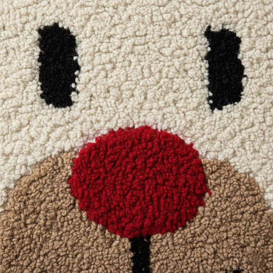 Translation missing: en.Hand tufted Christmas reindeer rug with Rudolph face and red nose, soft plush holiday carpet for living room and kids rooms