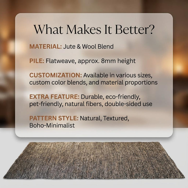 Translation missing: es.Chunk Wool Rug | Felt ball rug | Handwoven Natural Wool Area Rug,  Neutral Rug for Living Room, Modern Farmhouse Floor Decor, Boho Carpet