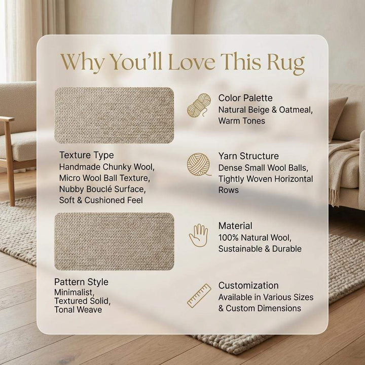 Translation missing: es.Chunky braided knit rug in neutral beige with thick textured yarn for cozy Nordic interiors