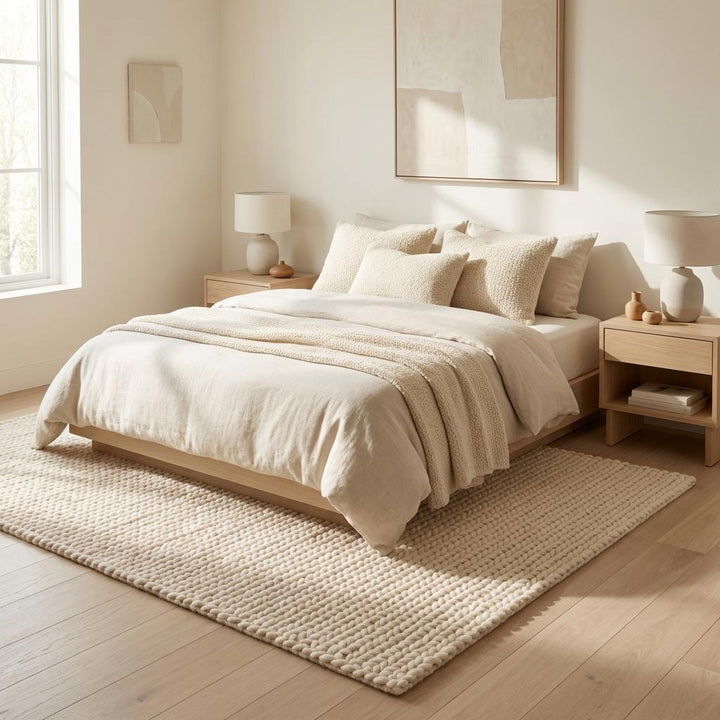 Translation missing: en.Chunky Braided Neutral Rug, Thick Textured Cream Area Rug, Cozy Minimalist Scandi Floor Decor