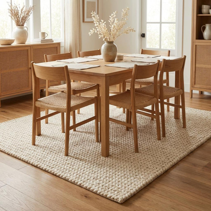 Translation missing: en.Chunky Braided Neutral Rug, Thick Textured Cream Area Rug, Cozy Minimalist Scandi Floor Decor