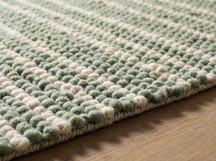 Translation missing: en.Chunky Braided Wool Rug in Sage and Cream – Thick Handwoven Textured Scandi Floor Accent