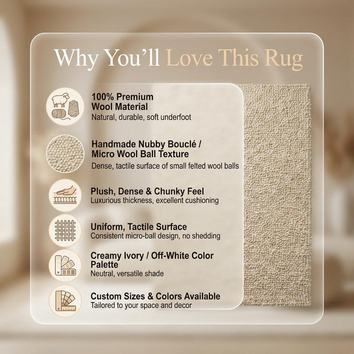 Translation missing: es.Chunky Handwoven Wool Rug, Neutral Scandinavian Decor