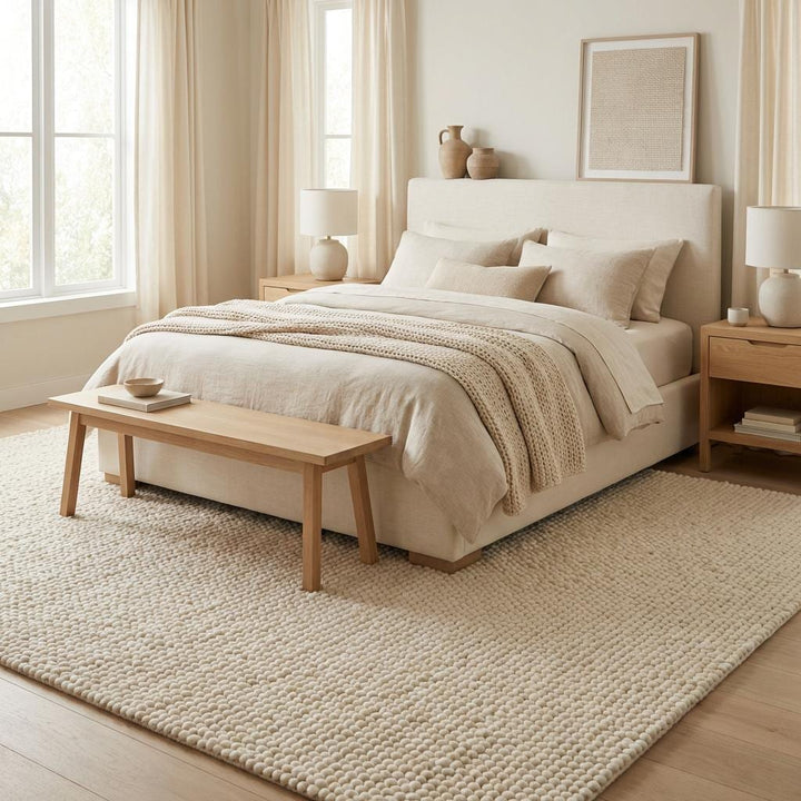 Translation missing: es.Scandinavian style wool rug with thick yarn texture, modern minimalist floor décor