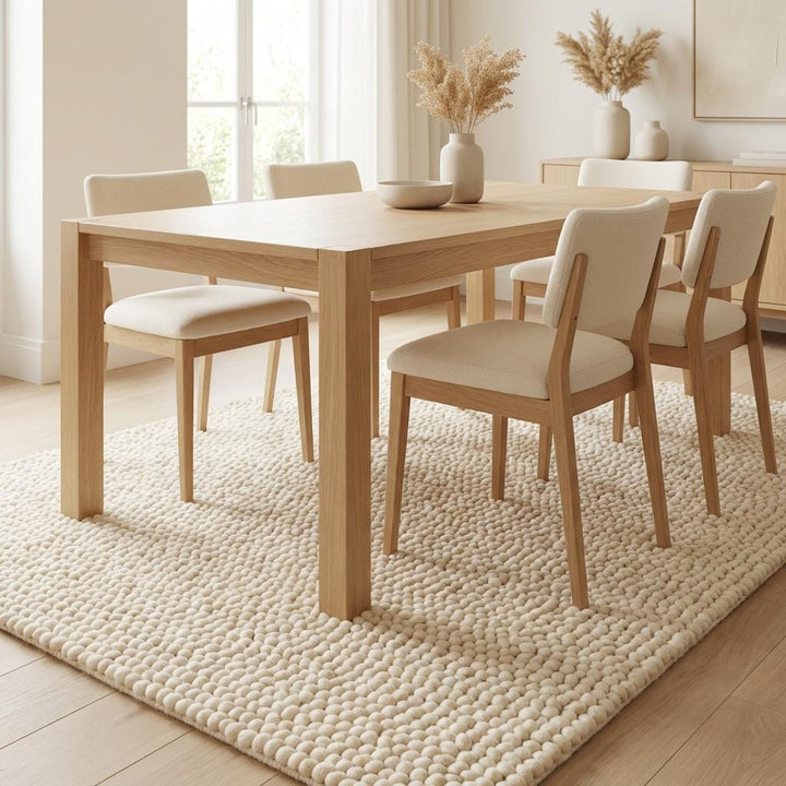 Translation missing: es.Chunky Handwoven Wool Rug, Neutral Scandinavian Decor