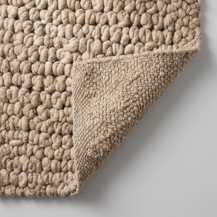 Translation missing: es.Chunky Knit Area Rug, Thick Neutral Beige Plush Rug, Handmade Cozy Texture Living Room Carpet