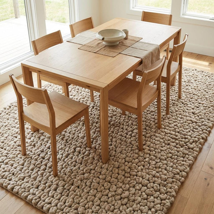 Translation missing: es.Chunky Knit Area Rug, Thick Neutral Beige Plush Rug, Handmade Cozy Texture Living Room Carpet