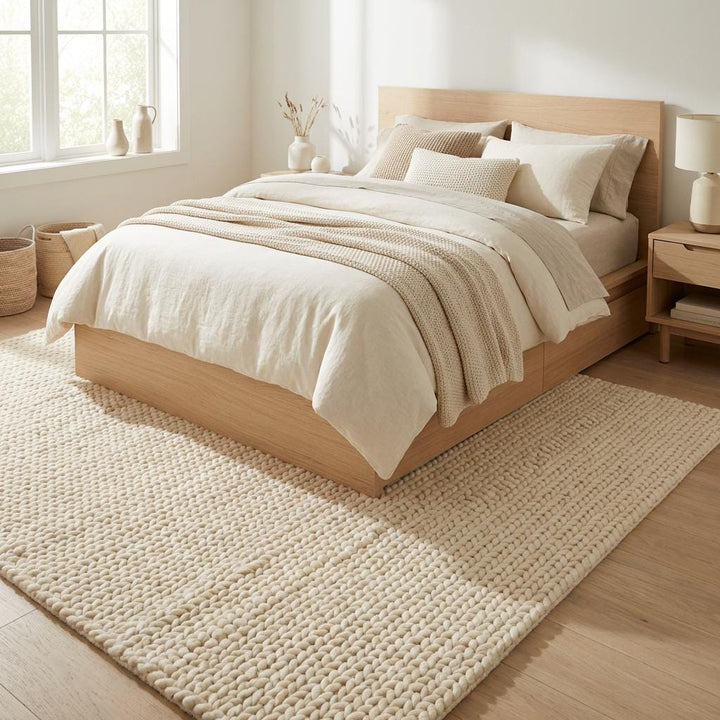 Translation missing: fr.Chunky knit area rug with thick textured neutral design for cozy modern home decor