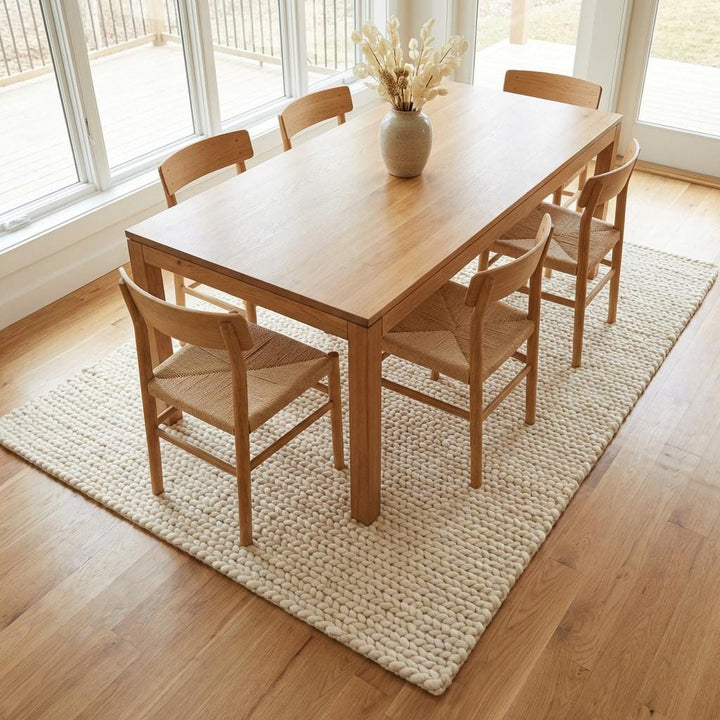 Translation missing: fr.Chunky knit area rug with thick, textured neutral fibers for cozy modern home decor