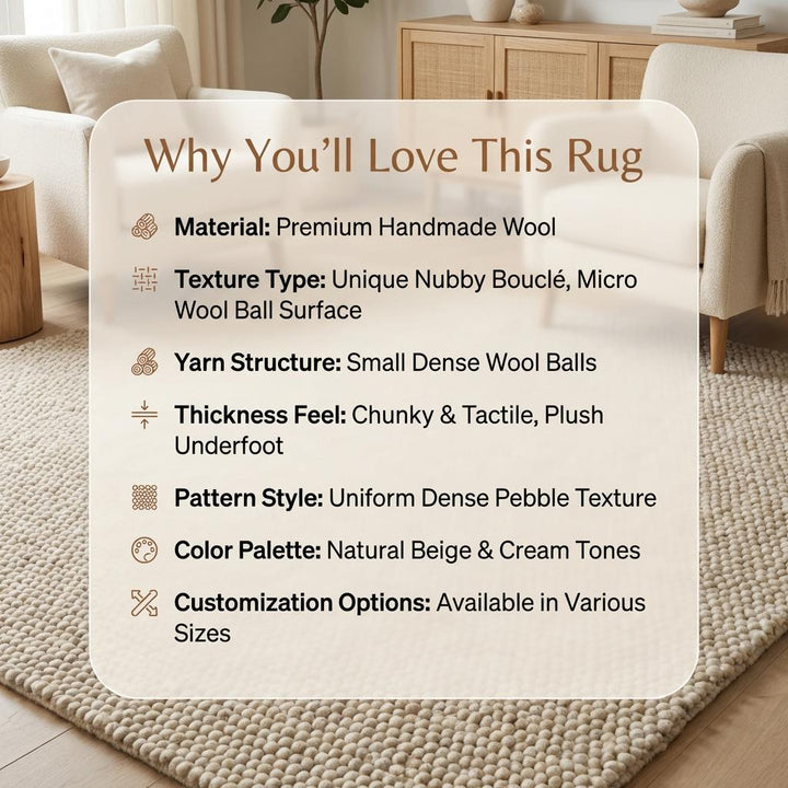 Translation missing: es.Chunky Knit Area Rug Thick Wool Loop Textured Neutral Rug Cozy Plush Living Room Bedroom Soft Modern Organic Home Decor