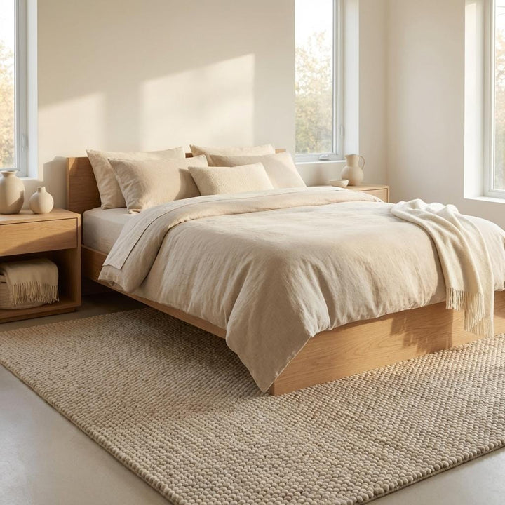 Translation missing: es.Chunky Knit Area Rug Thick Wool Loop Textured Neutral Rug Cozy Plush Living Room Bedroom Soft Modern Organic Home Decor