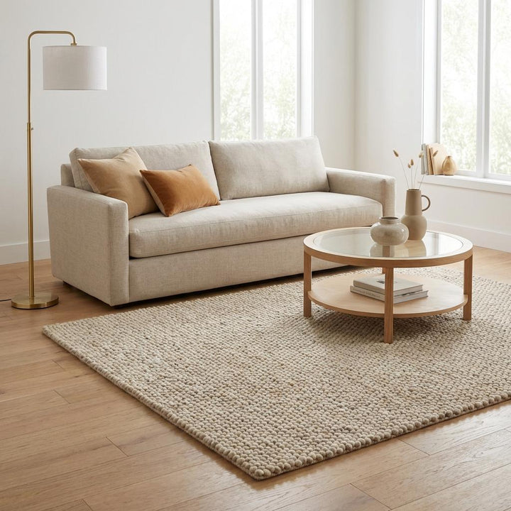 Translation missing: es.Chunky Knit Area Rug Thick Wool Loop Textured Neutral Rug Cozy Plush Living Room Bedroom Soft Modern Organic Home Decor