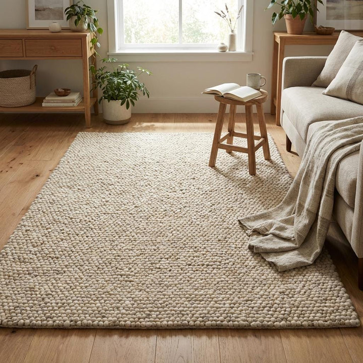 Translation missing: es.Chunky Knit Area Rug Thick Wool Loop Textured Neutral Rug Cozy Plush Living Room Bedroom Soft Modern Organic Home Decor