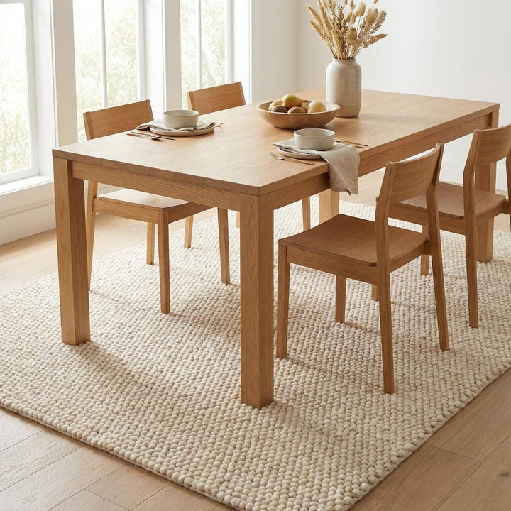 Translation missing: es.Chunky knit wool rug with thick cream looped texture, soft and cozy floor accent for neutral modern interiors
