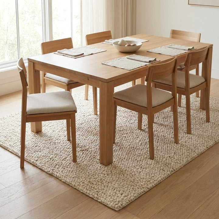 Translation missing: es.Chunky Knit Wool Rug, Handwoven Thick Loop Ivory Area Rug, Soft Cozy Neutral Minimalist Carpet, Luxury Textured Boho Living Room Rug
