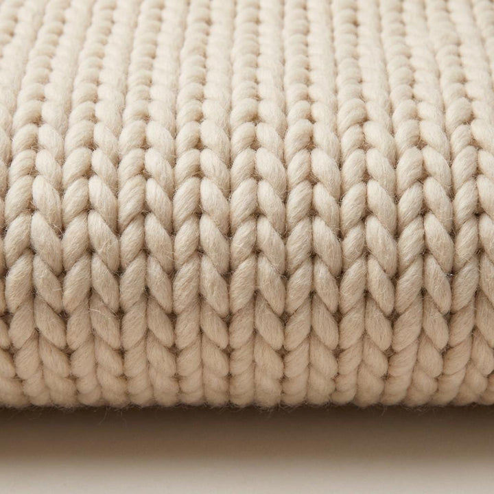 Translation missing: es.Chunky Knit Wool Rug, Neutral Beige Chunky Wool Area Rug, Scandinavian Minimalist Cozy Living Room Rug