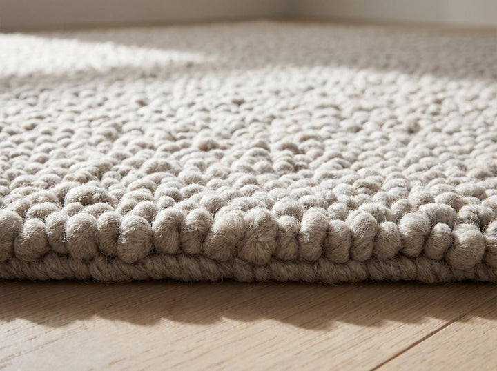 Translation missing: en.Chunky Knit Wool Rug Neutral Beige Pebble Texture Handmade Thick Cozy Modern Minimalist Area Rug