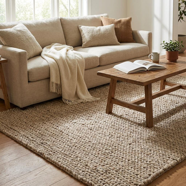 Translation missing: es.Chunky Knit Wool Rug – Plush Scandinavian Home Decor