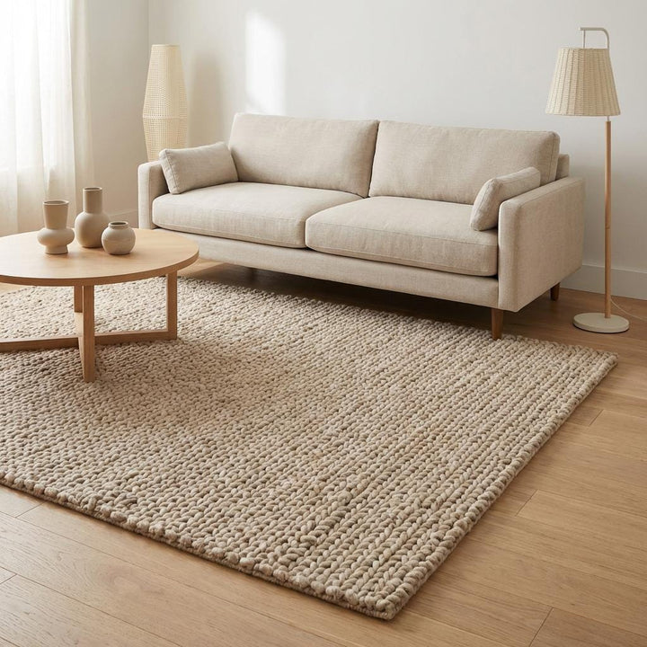 Translation missing: es.Chunky Knit Wool Rug – Plush Scandinavian Home Decor
