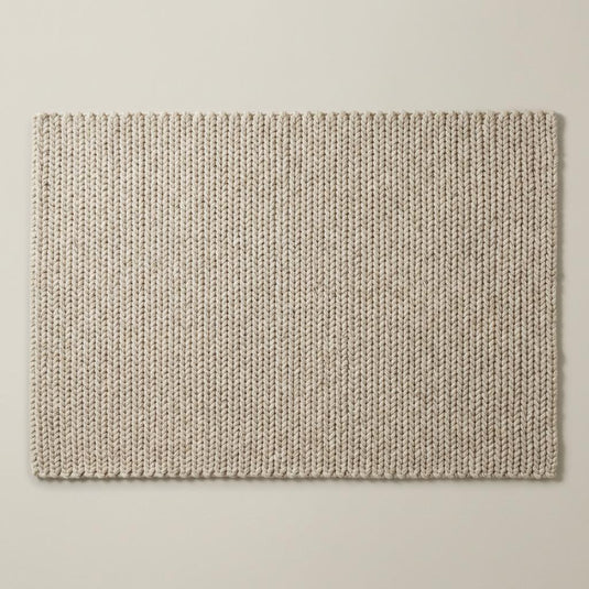 Translation missing: es.Chunky knit wool rug in neutral cream color with thick plush loops for cozy living room décor