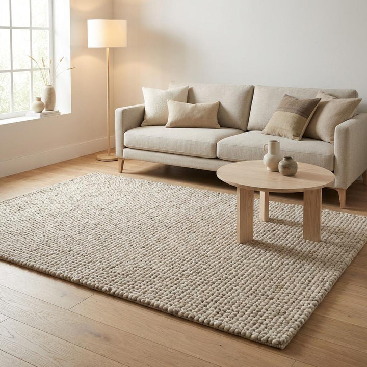 Translation missing: es.Chunky Knit Wool Rug – Thick Neutral Wool Area Rug, Cozy Modern Home Décor, Soft Textured Luxury Floor Rug for Living Room, Bedroom