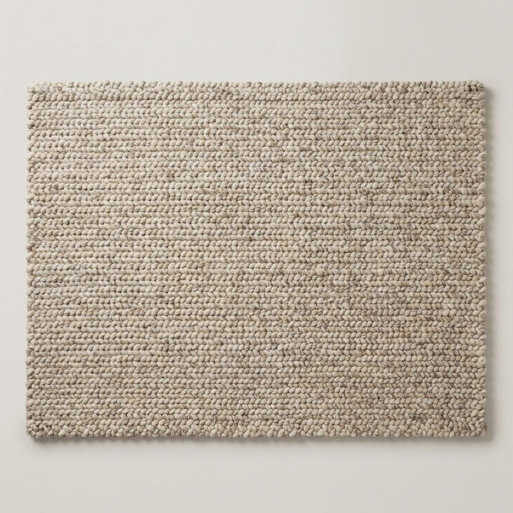 Translation missing: es.Overhead view of full chunky knit wool rug highlighting dense woven pattern
