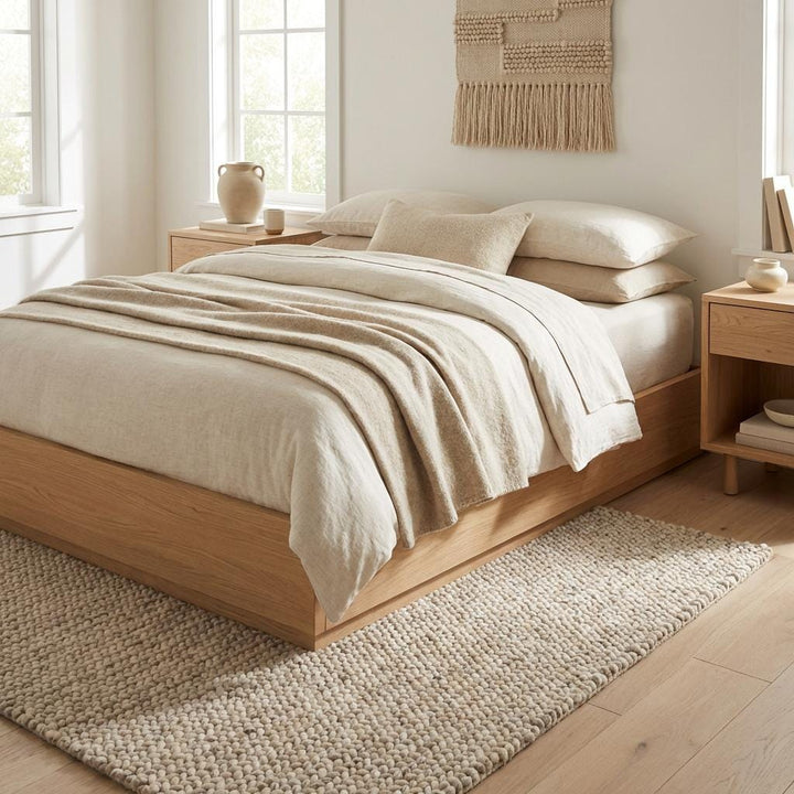 Translation missing: es.Chunky Knit Wool Rug – Thick Neutral Wool Area Rug, Cozy Modern Home Décor, Soft Textured Luxury Floor Rug for Living Room, Bedroom