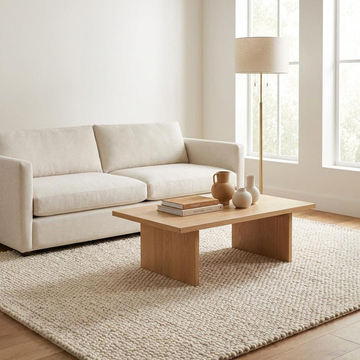 Translation missing: es.Chunky Knit Wool Rug, Thick Textured Neutral Area Rug, Handmade Ivory Loop Rug, Cozy Minimalist Scandinavian Floor Rug, Soft Nursery Rug