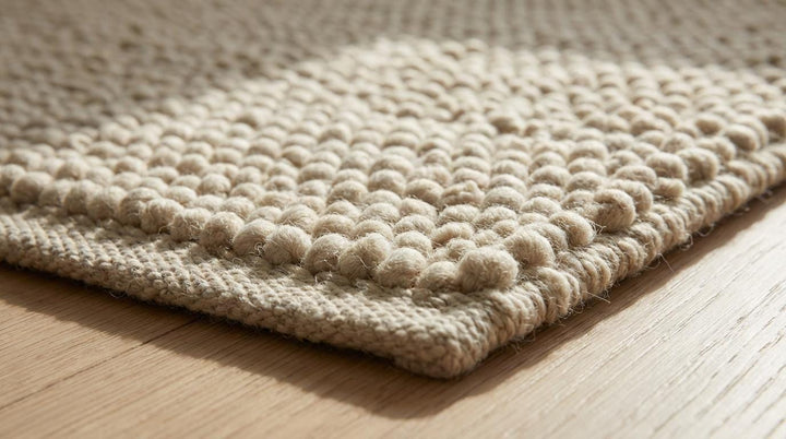 Translation missing: es.Chunky Knit Wool Rug in Cream Beige – Thick Handmade Textured Area Decor