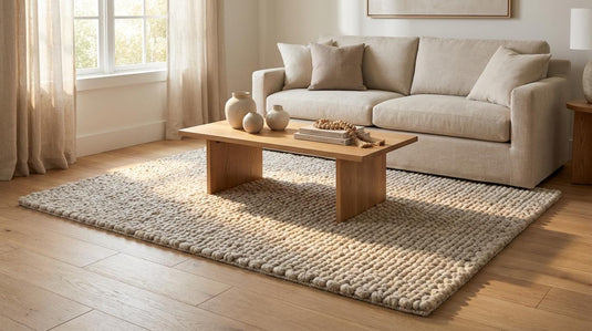 Translation missing: es.Chunky loop rug in neutral ivory with thick, plush texture for cozy modern living rooms