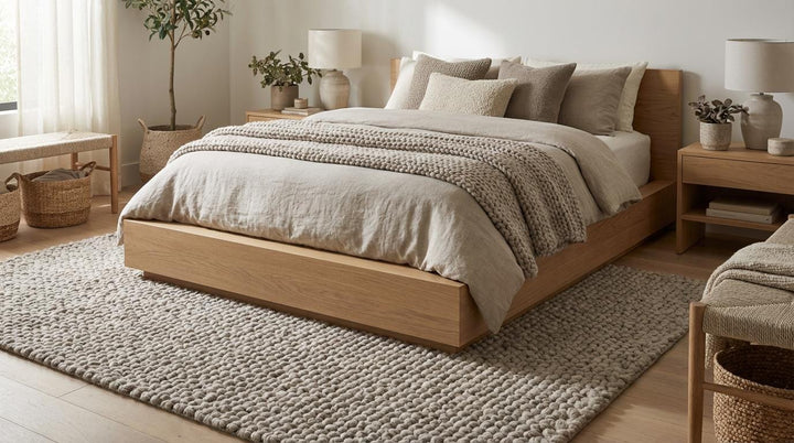 Translation missing: es.Chunky loop rug in neutral ivory with thick, plush texture for cozy modern living rooms