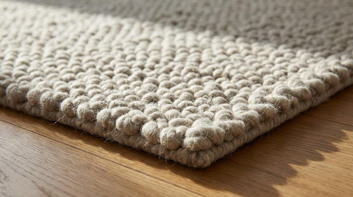 Translation missing: es.Chunky loop rug in neutral ivory with thick, plush texture for cozy modern living rooms