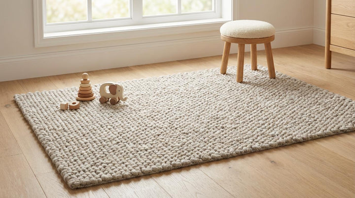 Translation missing: es.Chunky loop rug in neutral ivory with thick, soft texture for cozy modern living rooms