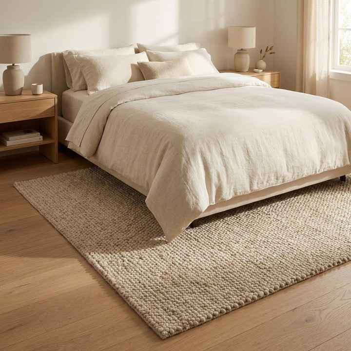 Translation missing: es.Chunky Loop Textured Area Rug, Neutral Cream Handcrafted Look Cozy Modern Organic Carpet