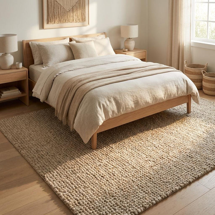 Translation missing: en.Chunky Loop Textured Area Rug – Thick Neutral Beige Cozy Modern Organic Floor Carpet