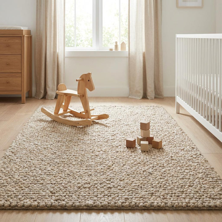 Translation missing: en.Chunky Loop Textured Area Rug – Thick Neutral Beige Cozy Modern Organic Floor Carpet