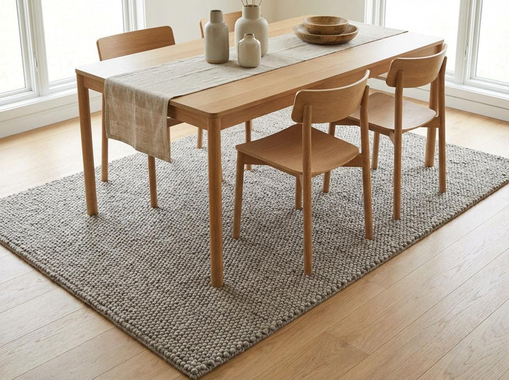 Translation missing: es.Chunky Loop Textured Neutral Area Rug, Cozy Scandinavian Style Thick Yarn Rug, Minimalist Organic Living Room Rug