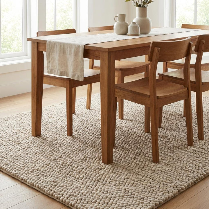 Translation missing: en.Cozy organic modern rug texture with cream looped fibers and dimensional weave