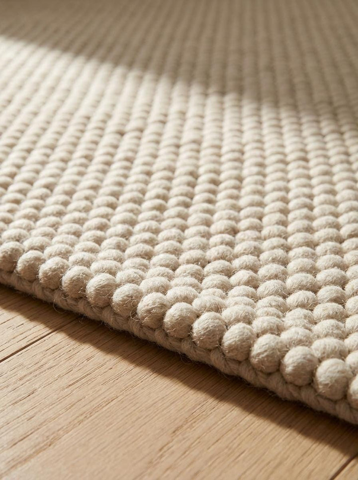 Translation missing: en.Chunky Loop Textured Rug, Cream Neutral Area Rug, Thick Handwoven Style Cozy Minimalist Floor Rug