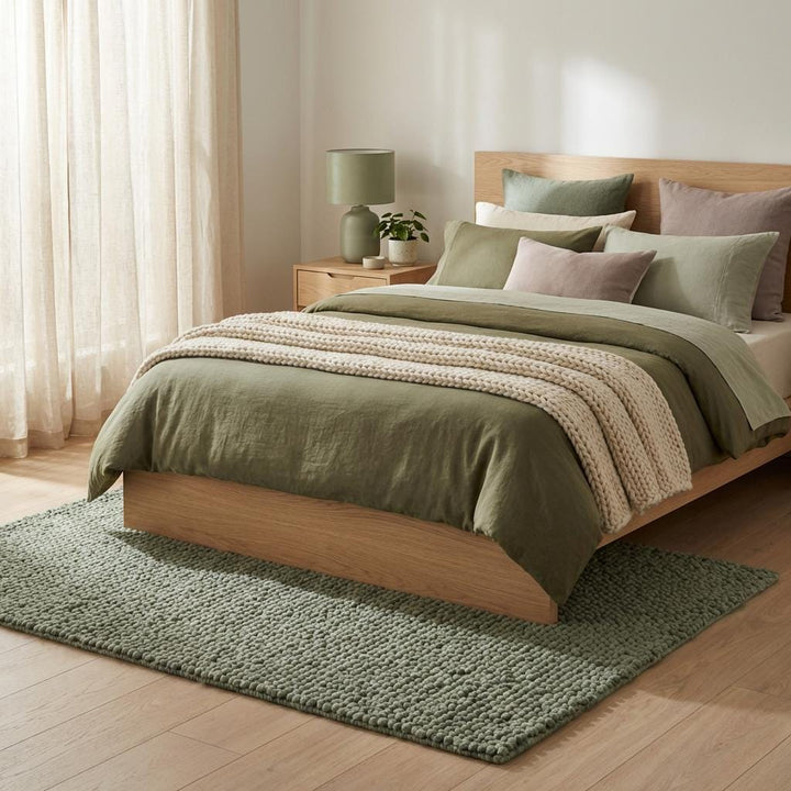 Translation missing: en.Chunky Loop Textured Sage Green Rug, Thick Cozy Minimalist Organic Area Rug