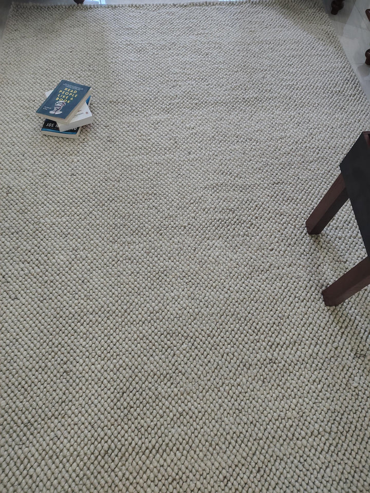 Translation missing: es.Chunky Looped Ivory Rug – Thick Textured Neutral Minimalist Floor Accent