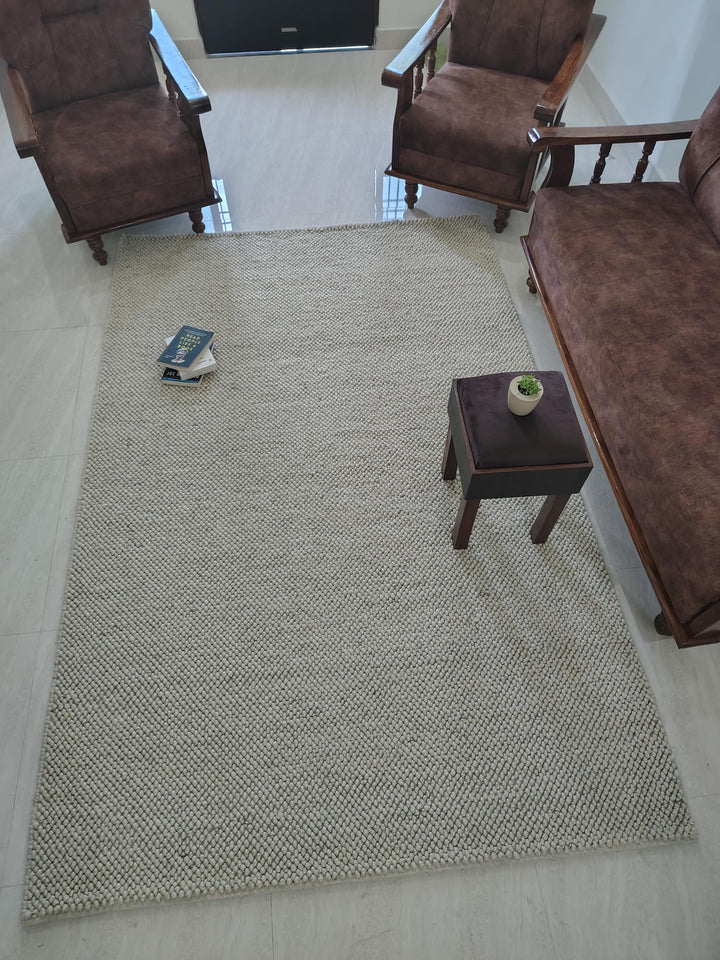Translation missing: es.Chunky Looped Ivory Rug – Thick Textured Neutral Minimalist Floor Accent