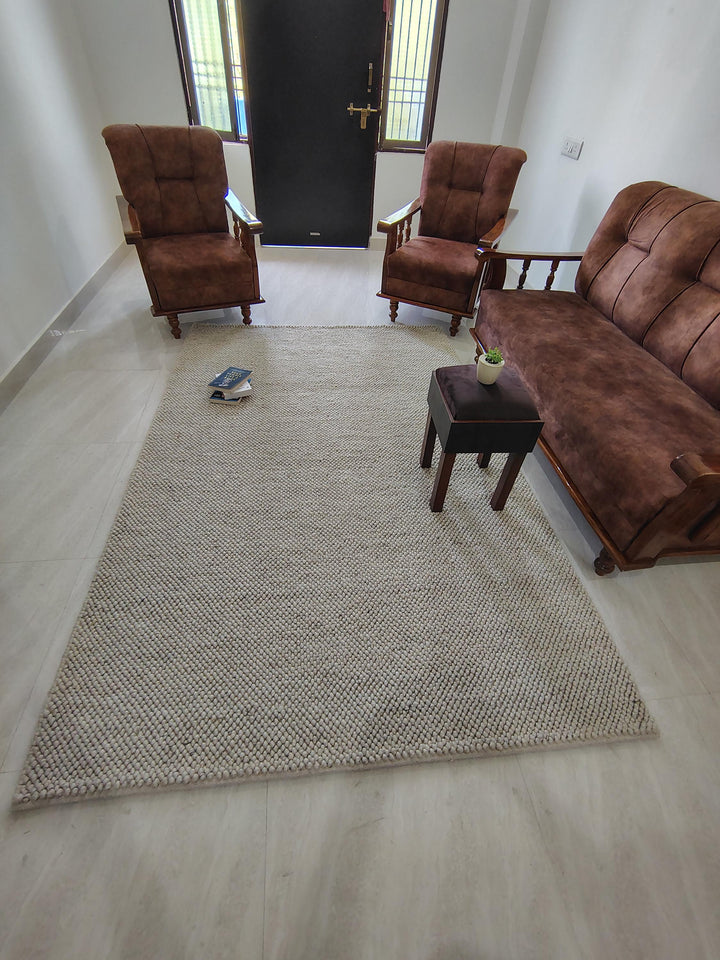 Translation missing: es.Chunky Looped Ivory Rug – Thick Textured Neutral Minimalist Floor Accent